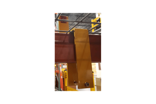 Save-ty Yellow Beam Pallet Stop Installed with Underbeam Bolt